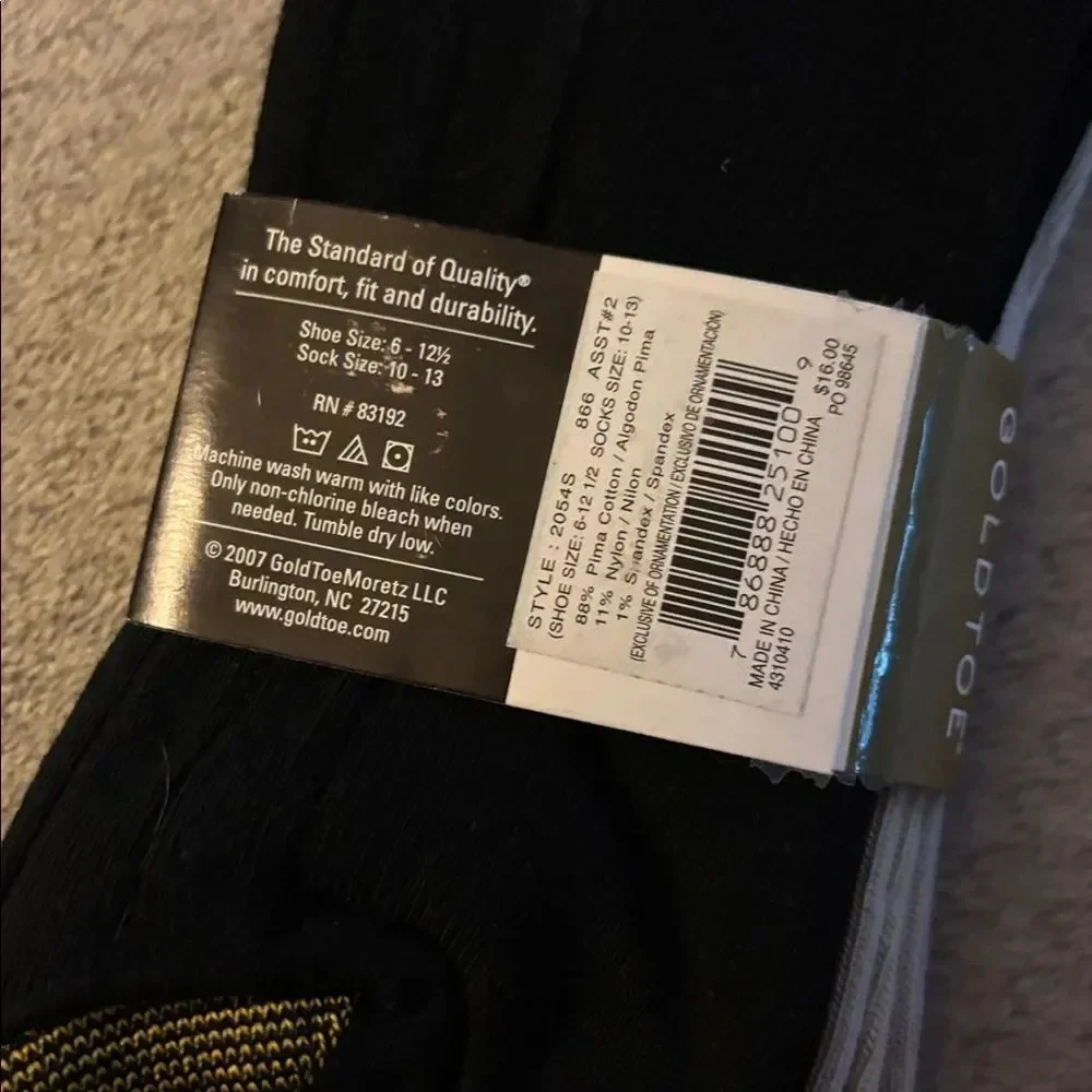 Gold Toe Men's Hampton Ribbed Socks - Black and Cream includes 2